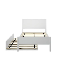 Max & Lily Twin Bed with Trundle, Classic Solid Wood Platform Panel Headboard