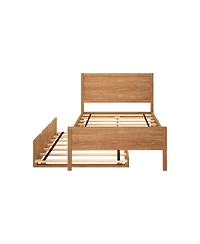 Max & Lily Twin Bed with Trundle, Classic Solid Wood Platform Panel Headboard