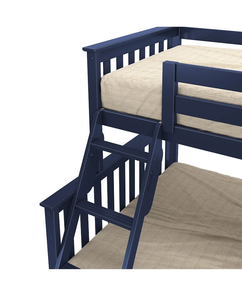 Max & Lily Solid Wood Bunk Bed, Twin over Full with Storage Trundle and Ladder for Kids
