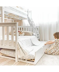 Max & Lily Solid Wood Bunk Bed, Twin over Full with Storage Trundle and Ladder for Kids