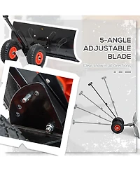 Outsunny Snow Shovel, Rolling Pusher with 29" Blade, Wheels & Tilt,