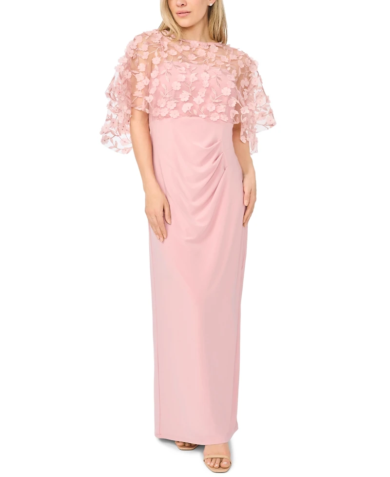 Msk Petite Polyester Blend Crewneck Gown