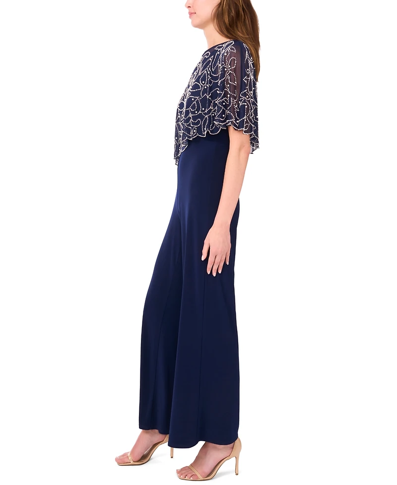 Msk Petite Polyester-Blend Crewneck Jumpsuit