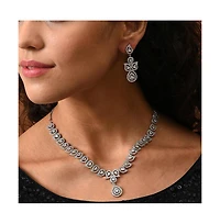 Sohi Women's Crystal Bling Necklace And Earrings (Set Of 2)