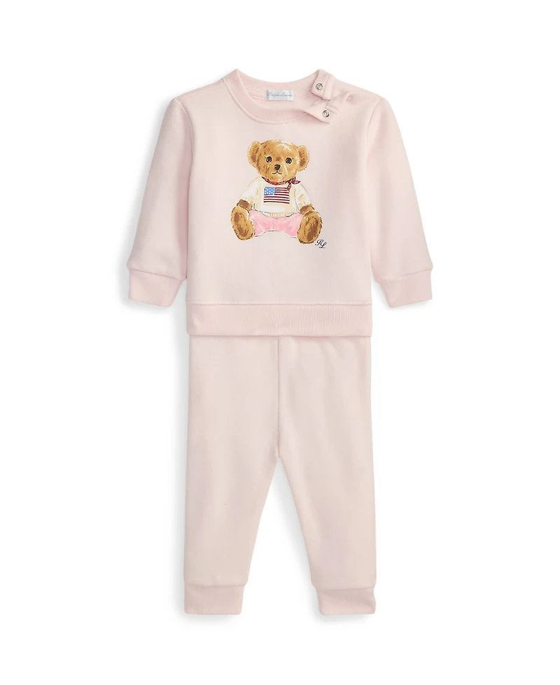 Polo Ralph Lauren Baby Girls' Bear Fleece Sweatshirt and Pants, 2-Piece Set