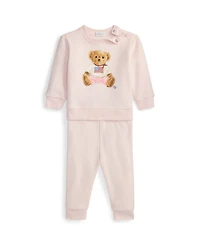 Polo Ralph Lauren Baby Girls' Bear Fleece Sweatshirt and Pants, 2-Piece Set
