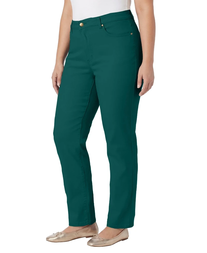 Woman Within Women's Tall Straight-Leg Stretch Denim Five-Pocket Jeans