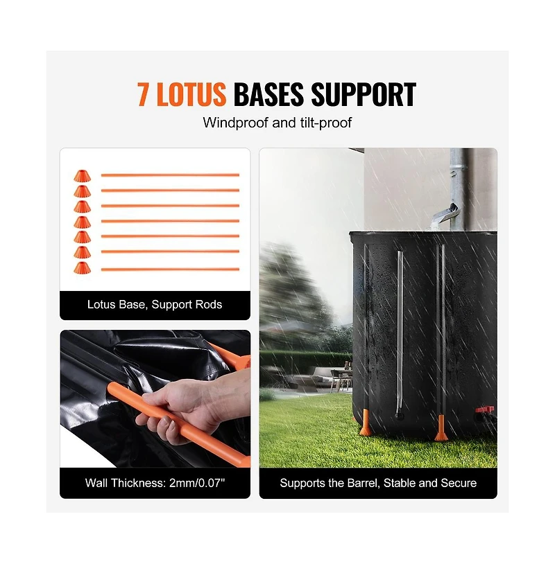 Sugift 100 Gallon Collapsible Rain Barrel Portable Pvc Water Tank