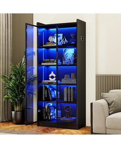 Vlsrka Display Cabinet with Doors and Adjustable Shelves