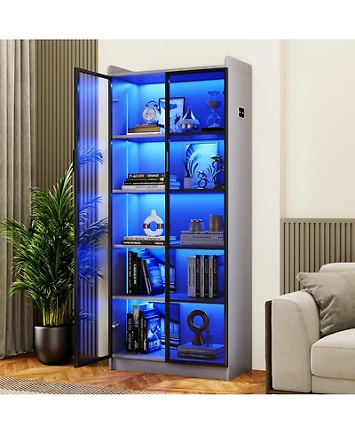 Vlsrka Display Cabinet with Doors and Adjustable Shelves