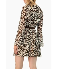Ivonne Women's Short Animal Print Dress with Waist Tie