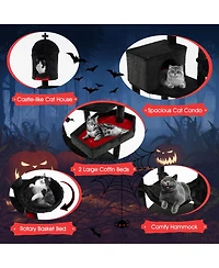Cozito Cat Tree Gothic with 2 Condos and Coffin Bed for Indoor
