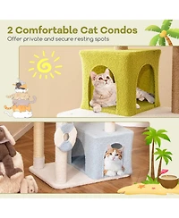 Cozito Cat Tower 71 in Multi-Level Aesthetic Beach-Themed Design