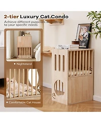 Cozito Cat Condo 2-Tier Wooden Indoor with Removable Cushions