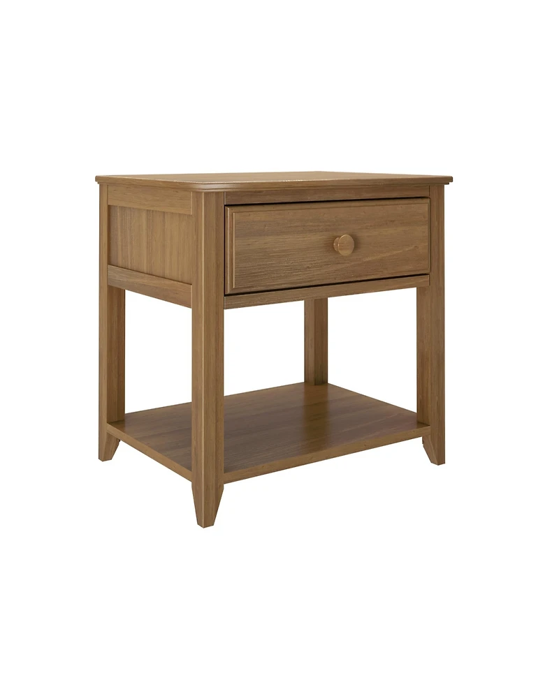 Max and Lily Nightstand with Storage Drawer, Small Solid Wood Bedside, Side Tables for Bedroom