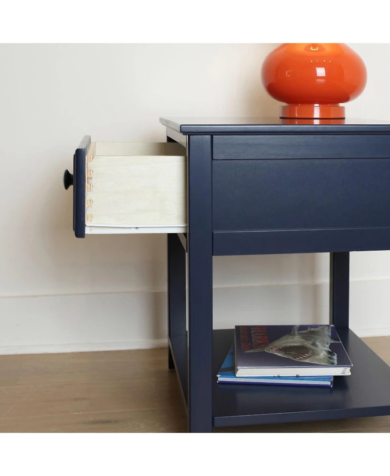 Max and Lily Nightstand with Storage Drawer, Small Solid Wood Bedside, Side Tables for Bedroom