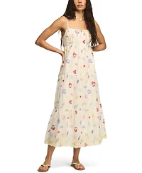 Lucky Brand Women's Printed Eyelet Tiered Cotton Midi Dress