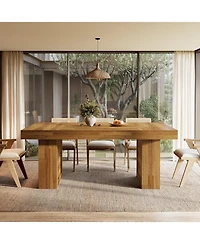 Tribesigns 63" Farmhouse Dining Table for 6, Rectangle Wooden Kitchen Table with Heavy-Duty Legs, Rustic