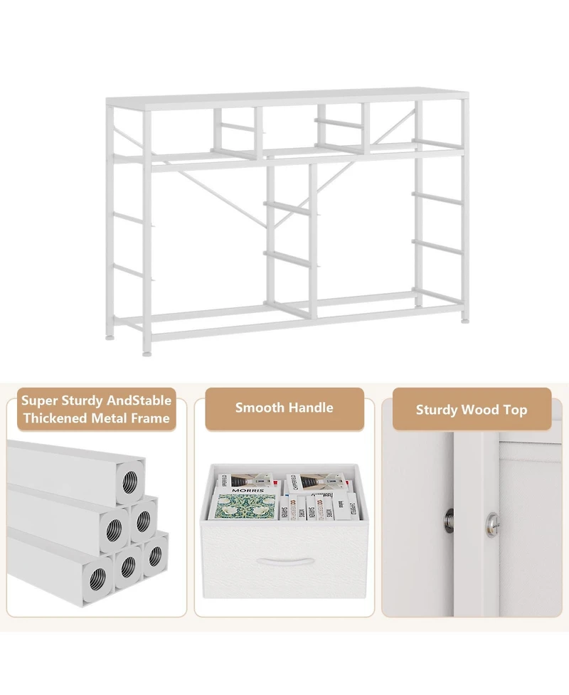 gaomon Wide 10 Drawer Fabric Dresser Tv Stand, Steel Frame Storage Chest with Wood Top