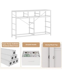 gaomon Wide 10 Drawer Fabric Dresser Tv Stand, Steel Frame Storage Chest with Wood Top