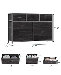gaomon Wide 10 Drawer Fabric Dresser Tv Stand, Steel Frame Storage Chest with Wood Top