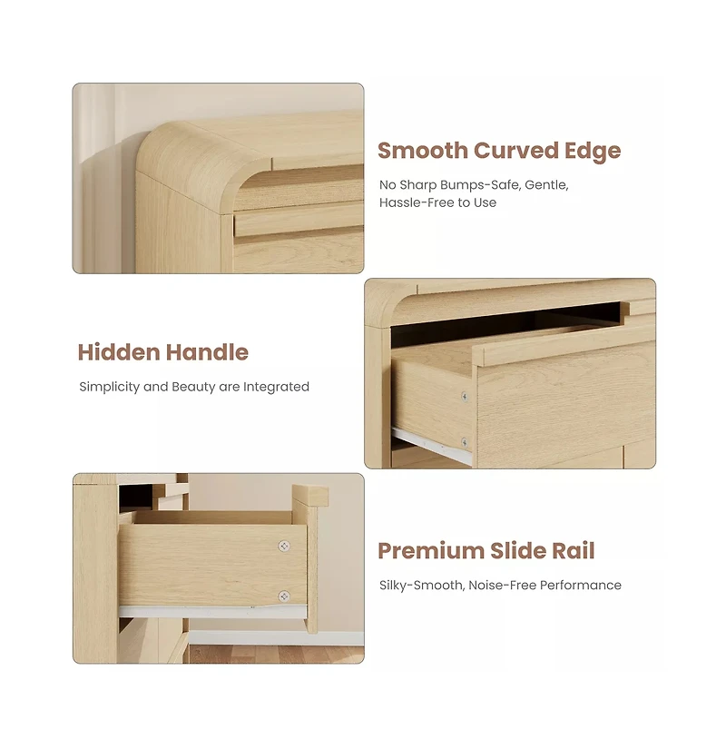 gaomon Arched 6 Drawer Dresser, Modern Wood Storage Chest with Curved Design