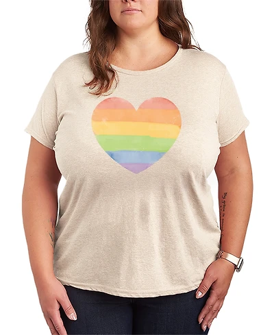 Hybrid Apparel Plus Instant Message Rainbow Heart Vintage Faded Short-Sleeve Graphic T-Shirt