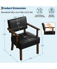 gaomon Set of 2 Mid Century Modern Accent Chairs, Faux Leather Armchairs with Vertical Tufted Back