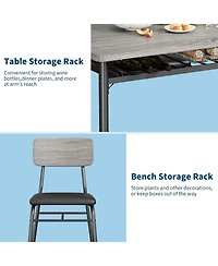 gaomon Dining Table Set for 4 with Storage Rack, 5-Piece Kitchen Table and Upholstered Chairs of 4, Wood Tabletop and Heavy-Duty Metel Frame