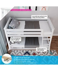 Max & Lily Bunk Bed for Kids, Solid Wood Low Beds with Ladder