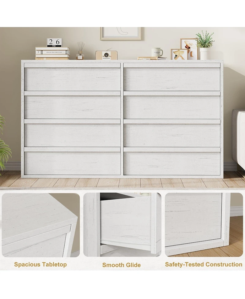 gaomon 8 Drawer Dresser for Bedroom, Modern Wooden Chest of Drawers Dresser Organizer