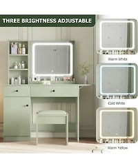 Homfan Led Lighted Vanity Desk Set with Power Outlet and Usb