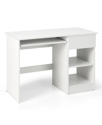 Gouun Wood Multi-Tier Computer Desk with Drawer Storage