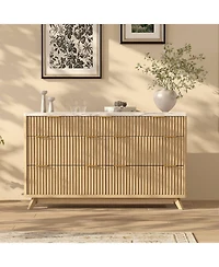 gaomon Fluted 7 Drawer Dresser with Curved Profile and Metal Handles, Mid-Century Wood Storage Chest