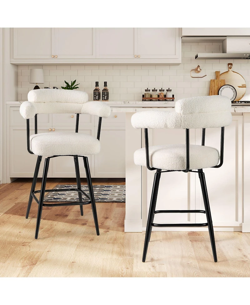 Slickblue Counter Height Swivel Bar Stools Set of 2 with Curved Backrest and Arms for Kitchen Island