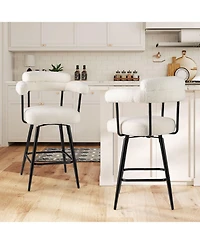 Slickblue Counter Height Swivel Bar Stools Set of 2 with Curved Backrest and Arms for Kitchen Island