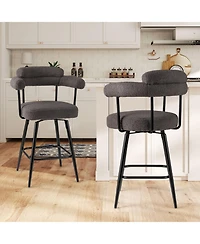 Slickblue Counter Height Swivel Bar Stools Set of 2 with Curved Backrest and Arms for Kitchen Island