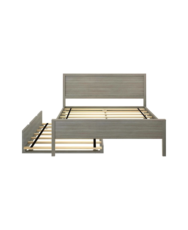 Max & Lily Full Bed Frame with Trundle, Classic Solid Wood Platform for Kids