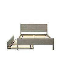 Max & Lily Full Bed Frame with Trundle, Classic Solid Wood Platform for Kids