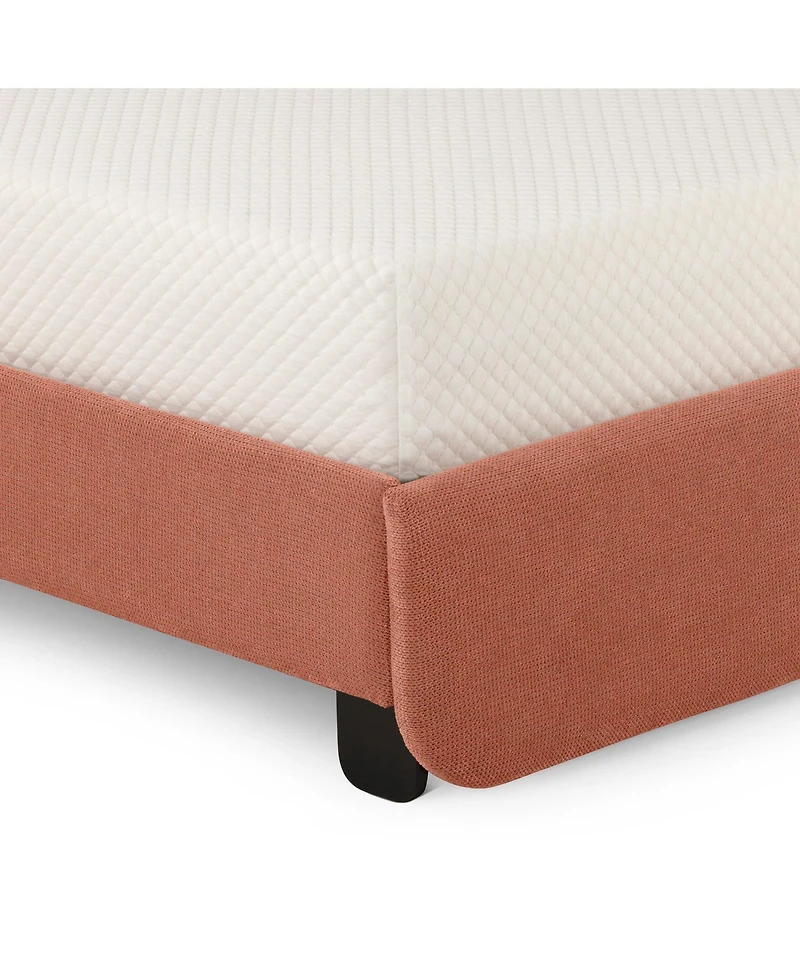 Max & Lily Upholstered Bed with Arch Headboard (Full), 1 Drawer End Storage