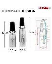5Core Xlr Connector 20 Pair Male Female to 1/4 Audio Jack 3 Pin Secure Mic Plug w Locking Ends