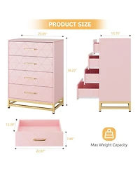 gaomon 4 Drawer Wood Dresser, Modern Storage Chest for Bedroom, Living Room, Hallway or Nursery