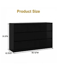 gaomon 55" Full High Gloss Dresser with 7 Drawers, Modern Wide Storage Chest for Bedroom
