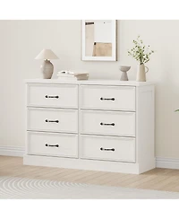 gaomon 6 Drawer Wooden Dresser, 47" Wide Chest with Large Storage Drawers for Bedroom or Living Room