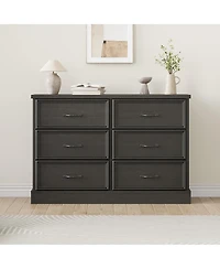 gaomon 6 Drawer Wooden Dresser, 47" Wide Chest with Large Storage Drawers for Bedroom or Living Room