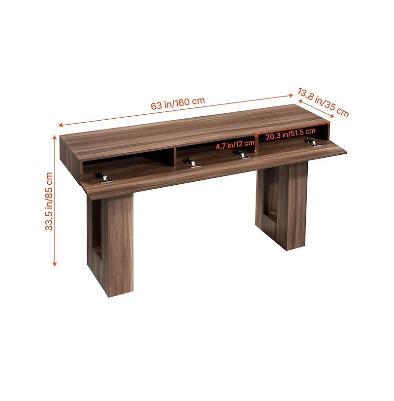 Sugift 63 Inch Console Table Farmhouse Desk Behind the Couch Wooden Rectangle