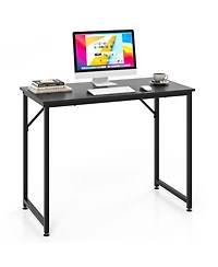 Wood Space-Saving Folding Desk with Side Shelves