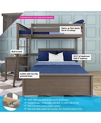 Max and Lily L-Shaped Twin over Full Bunk Bed with Desk