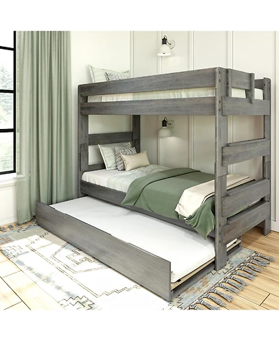 Max and Lily Solid Wood Modern Farmhouse Twin over Bunk Bed with Trundle