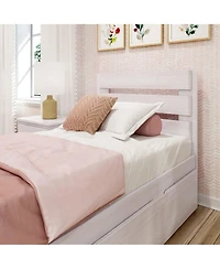 Max and Lily Solid Wood Farmhouse Twin Bed with Plank Headboard Trundle